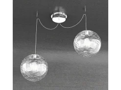 Sospensione Contemporanea Moon Metallo Cromo Vetro Bianco 2 Luci E27 D.30Cm