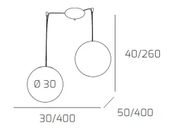 Sospensione Contemporanea Moon Metallo Cromo Vetro Bianco 2 Luci E27 D.30Cm