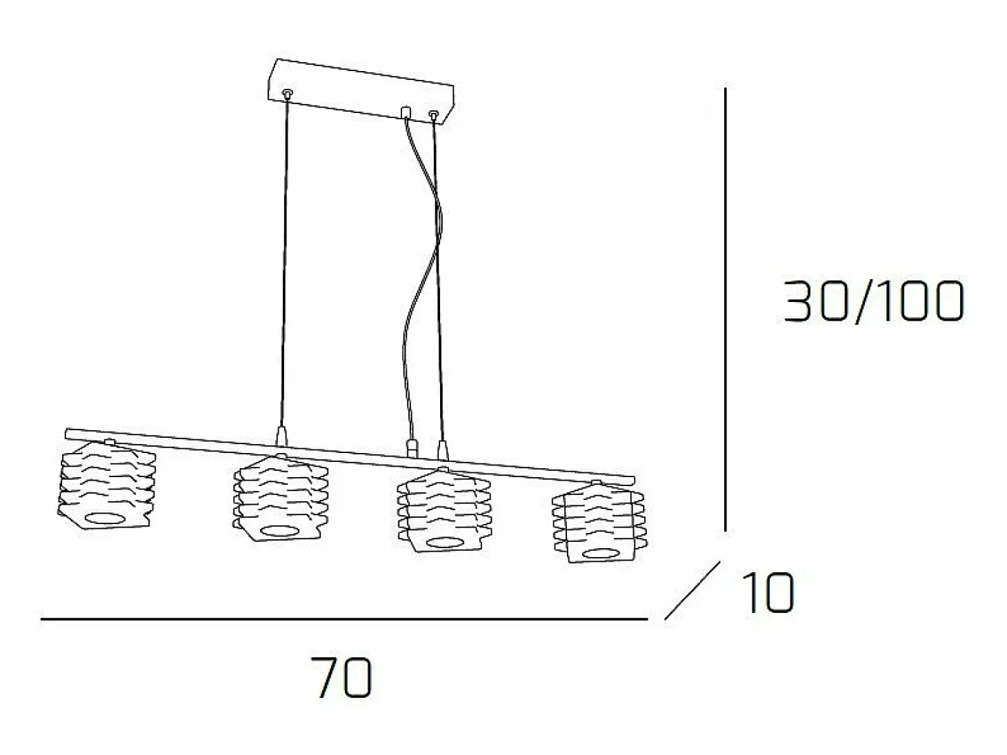 Sospensione Contemporanea Rubik Metallo Cromo Diffusore Cristallo 4 Luci G9