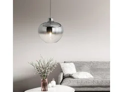 Sospensione Contemporanea Bowl Metallo Cromo Vetro Fumè 1 Luce E27