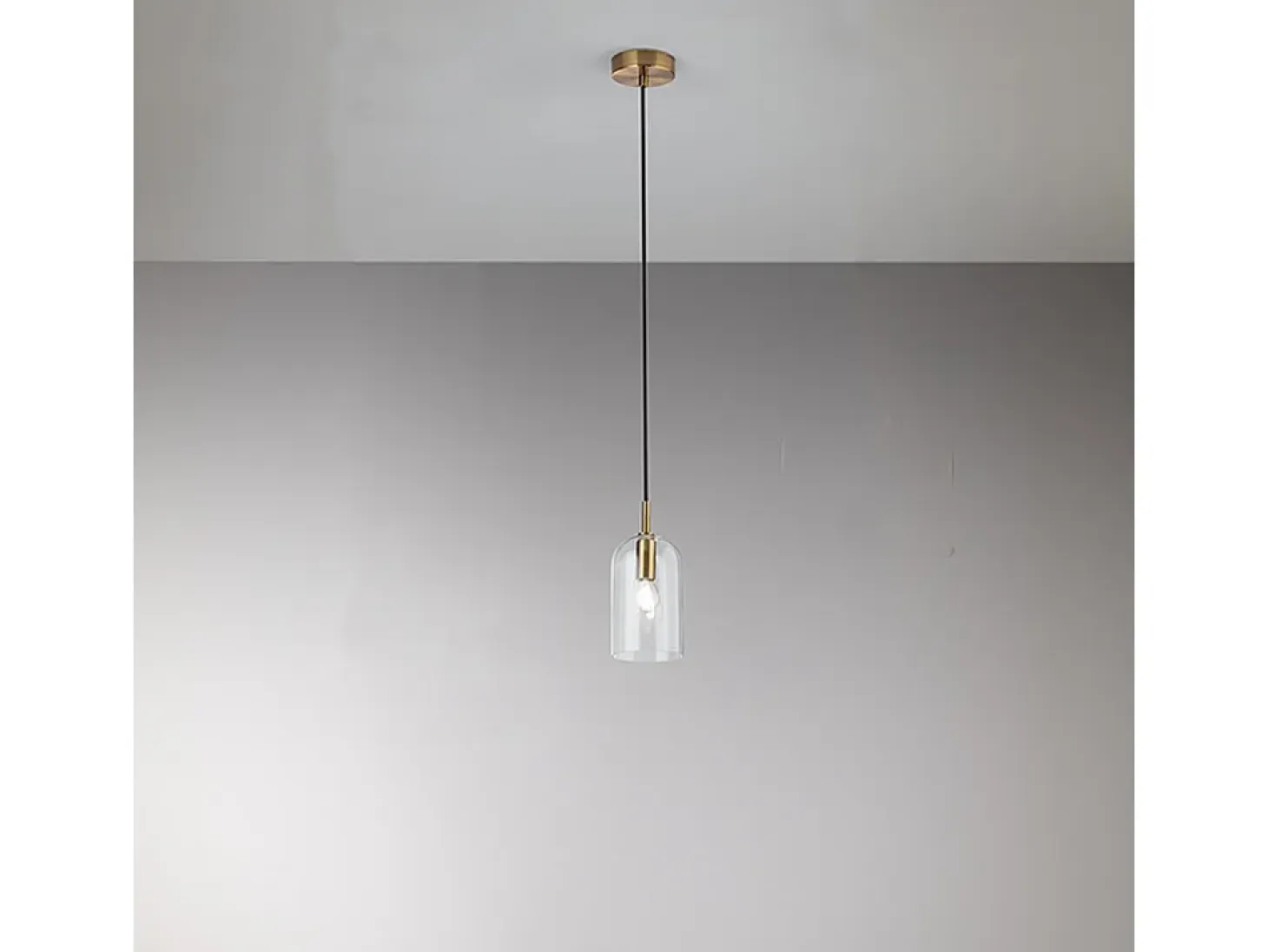 Sospensione Contemporanea Coro Metallo Oro Spazzolato Vetro 1 Luce E14