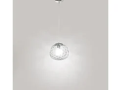 Sospensione Contemporanea Ufo Metallo Cromo Vetro Trasparente 1 Luce E27 D30