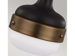Sospensione Contemporanea Cadence Acciaio Ottone Antico Vetro Nero 1 Luce E27