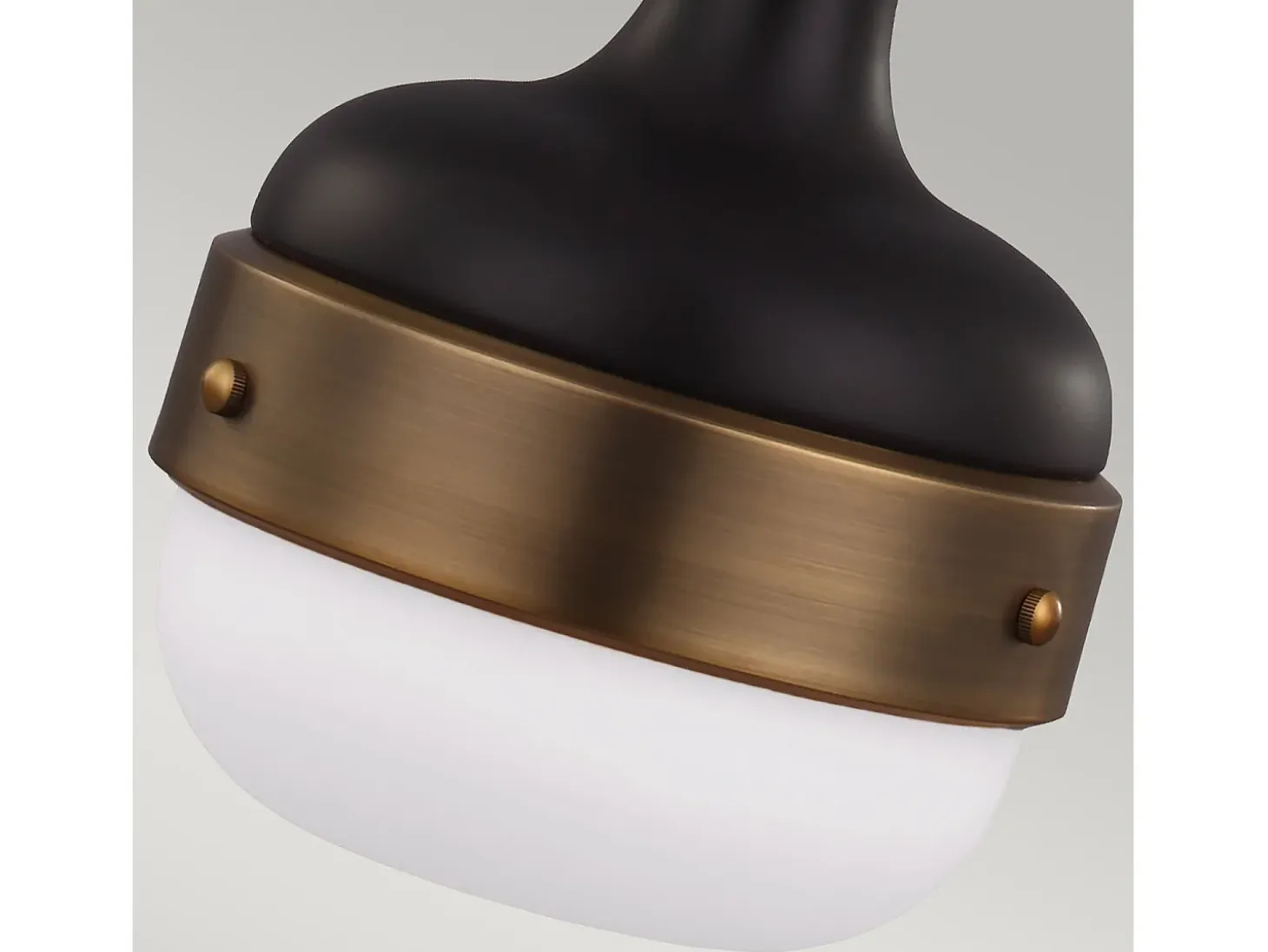 Sospensione Contemporanea Cadence Acciaio Ottone Antico Vetro Nero 1 Luce E27