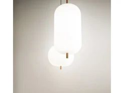 Sospensione Contemporanea Cirro Metallo Oro Vetro Bianco Led 18W 3000K