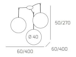 Sospensione Contemporanea Moon Metallo Cromo Vetro Bianco 3 Luci E27 D.40Cm