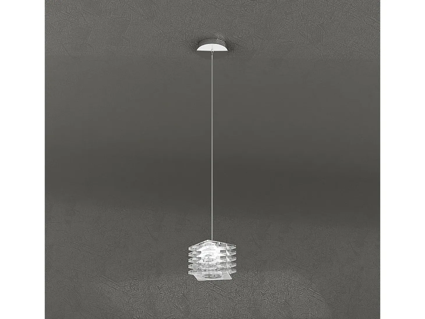 Sospensione Contemporanea Rubik Metallo Cromo Diffusore Cristallo 1 Luce G9