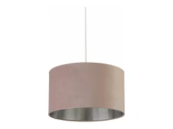 Sospensione Contemporanea Tamburo Acciaio Rosa Tessuto Argento 1 Luce D38Cm