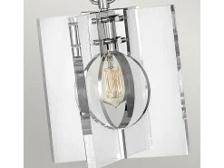 Sospensione Contemporanea Ludlow Acciaio Nichel Lucido Acrilico 1 Luce E27