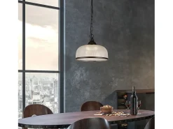Sospensione Contemporanea Highworth Acciaio Nero Vetro Trasparente 1 Luce E27