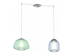 Sospensione Cromo 2 Luci Spostabile Vetri Alpha Ve + Beta Bl