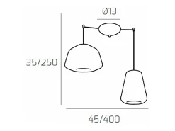 Sospensione Cromo 2 Luci Spostabile Vetri Alpha + Gamma Trasparenti