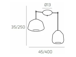 Sospensione Cromo 2 Luci Spostabile Vetri Alpha + Beta Trasparenti