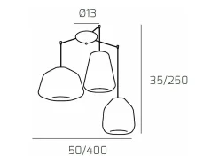 Sospensione Cromo 3 Luci Spostabile Vetri Alpha Tr + Beta Tr + Gamma Fu