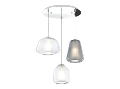 Sospensione Cromo 3 Luci Tonda Vetri Alpha Tr + Beta Tr + Gamma Fu