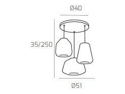 Sospensione Cromo 3 Luci Tonda Vetri Alpha Am + Beta Am + Gamma Tr