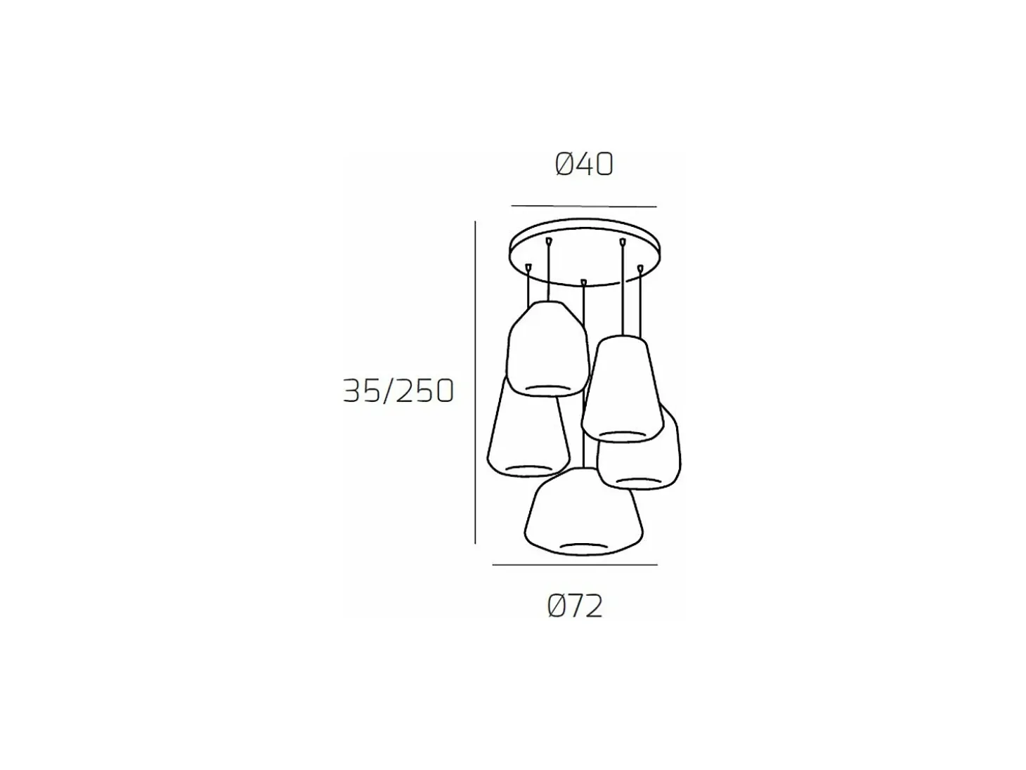 Sospensione Cromo 5 Luci Tonda Vetri (Alpha Tr) (Beta 2X Tr) (Gamma 2X Fu)
