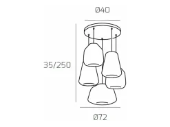 Sospensione Cromo 5 Luci Tonda Vetri (Alpha Tr) (Beta 2X Tr) (Gamma 2X Fu)