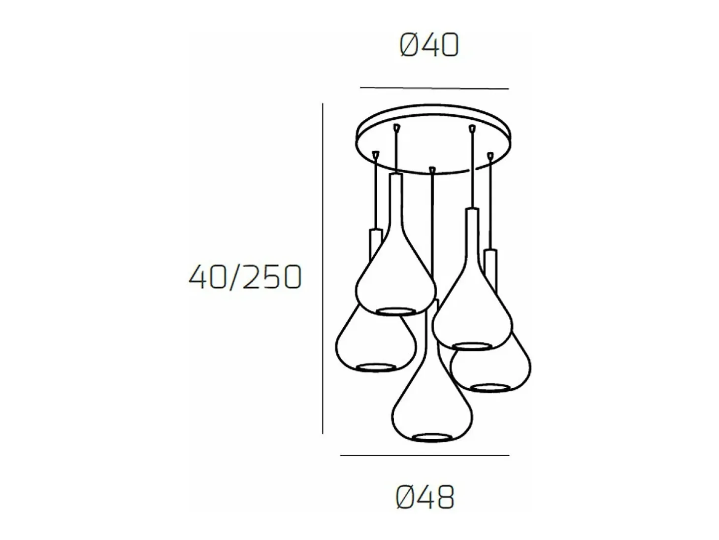 Sospensione Cromo 5 Luci Tonda Vetri Fume