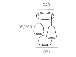 Sospensione Cromo 3 Luci Tonda Vetri Alpha + Beta + Gamma Ambra
