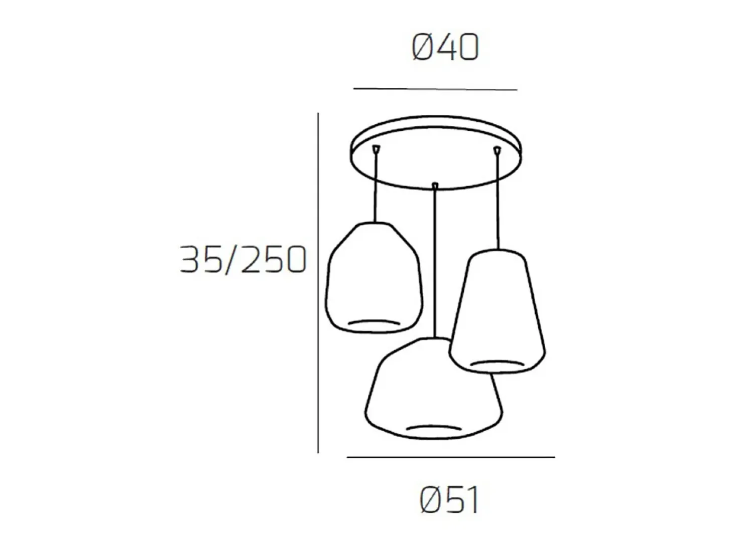 Sospensione Cromo 3 Luci Tonda Vetri Alpha + Beta + Gamma Ambra