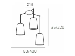 Sospensione Cromo Spostabile 3 Luci (1 Am+1 Ra+1 Cr)