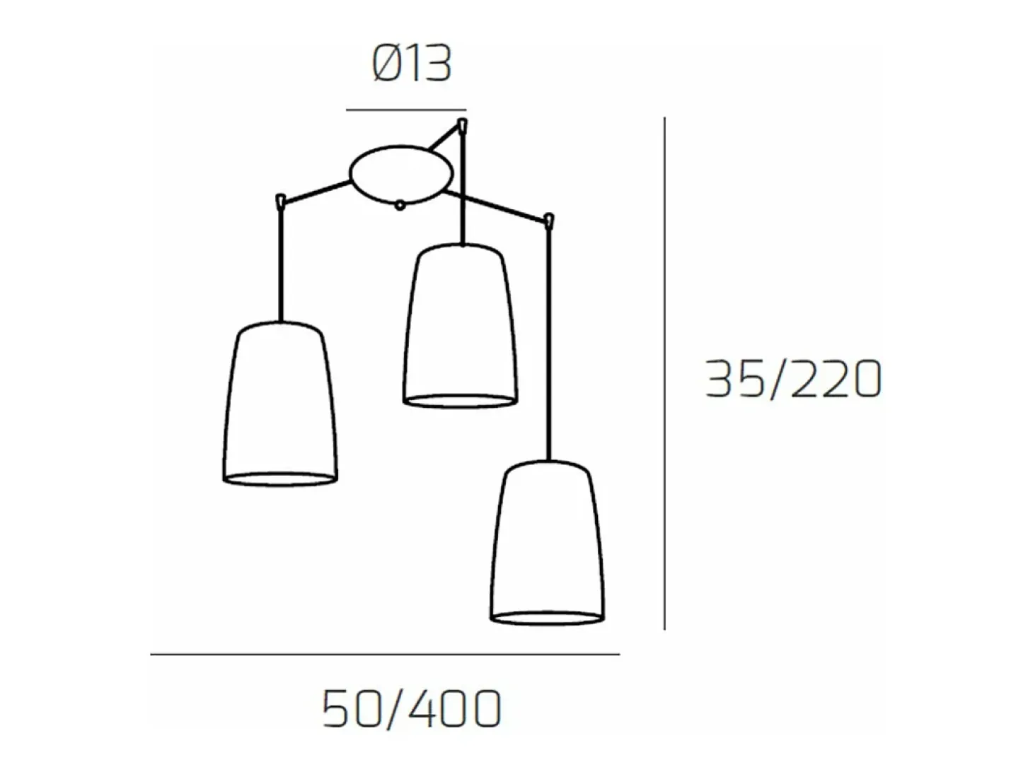 Sospensione Cromo Spostabile 3 Luci Ambra