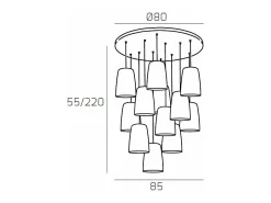 Sospensione Cromo Tonda 12 Luci (6 Ra + 6 Cr)