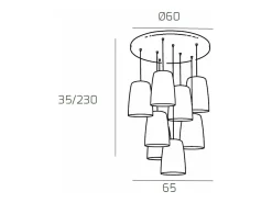 Sospensione Cromo Tonda 8 Luci (4 Ra + 4 Cr)