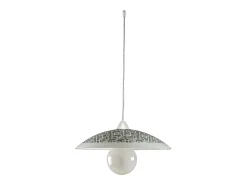 Sospensione Diam.40 cm 1 Luce Plastica Vetro Serigrafato Bianco e Grigio Serie Dodo
