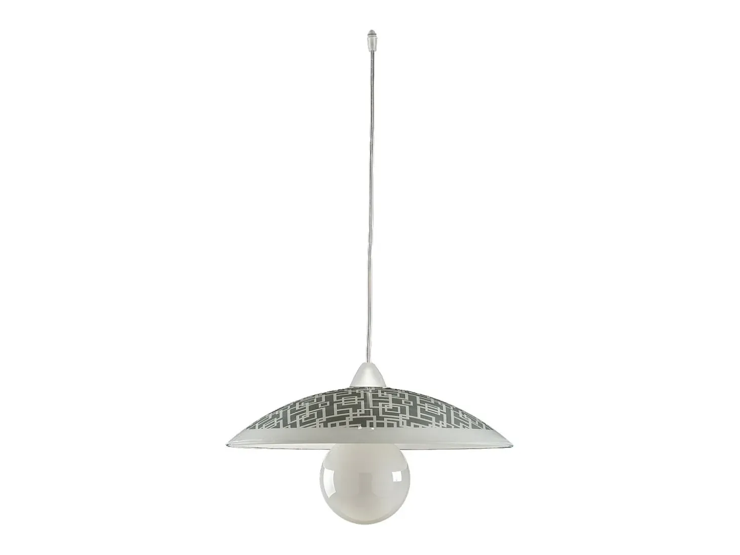 Sospensione Diam.40 cm 1 Luce Plastica Vetro Serigrafato Bianco e Grigio Serie Dodo