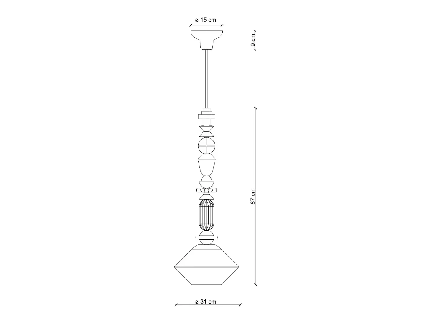 Sospensione Grande Vintage Decò Lariat Ceramica Bianco Latte 1 Luce E27