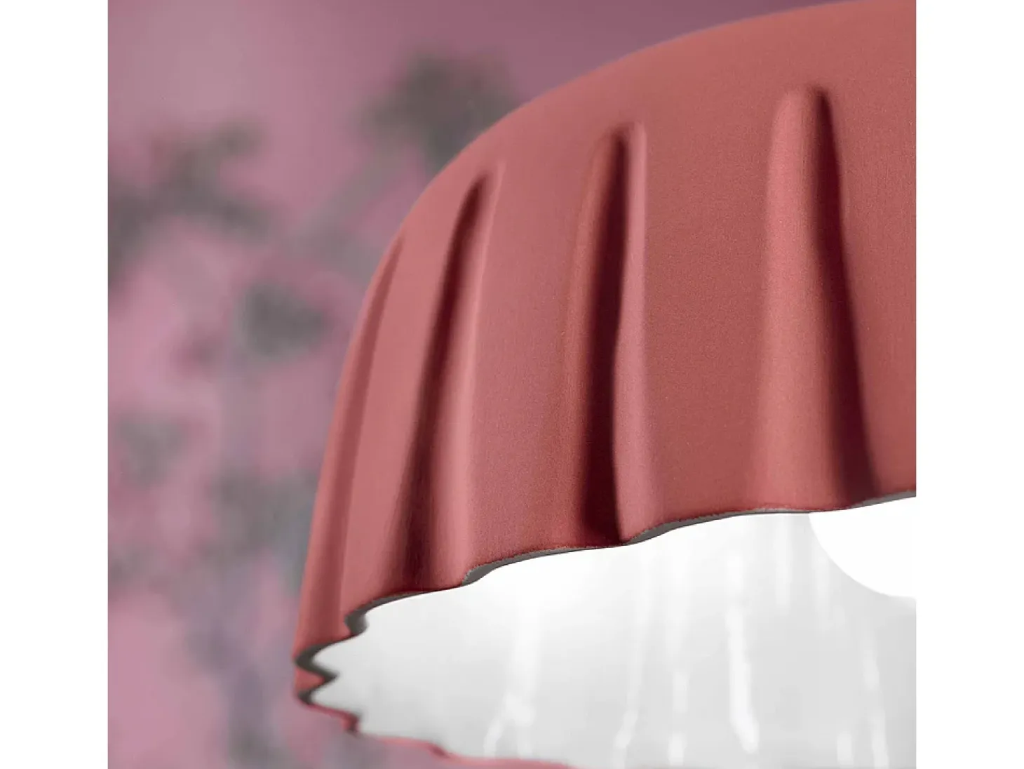 Sospensione Grande Vintage Decò Madame Gres Ceramica Rosa Corallo 1 Luce E27