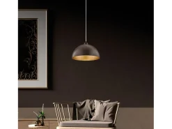Sospensione Industrial 1 Luce Marcus In Ferro Laccato Ruggine E Oro Diam 35