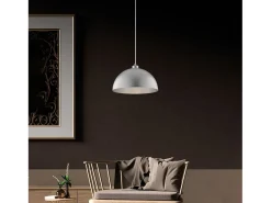 Sospensione Industrial 1 Luce Marcus In Ferro Laccato Argento Diam 35