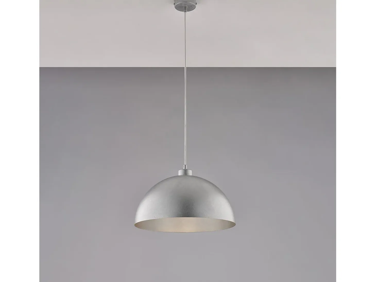 Sospensione Industrial 1 Luce Marcus In Ferro Laccato Argento Diam 35