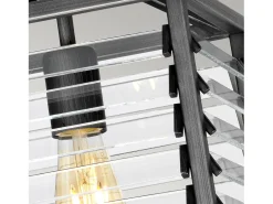 Sospensione Industrial Nordica Louvre Acciaio Canna Di Fucile Vetro 1 Luce E27