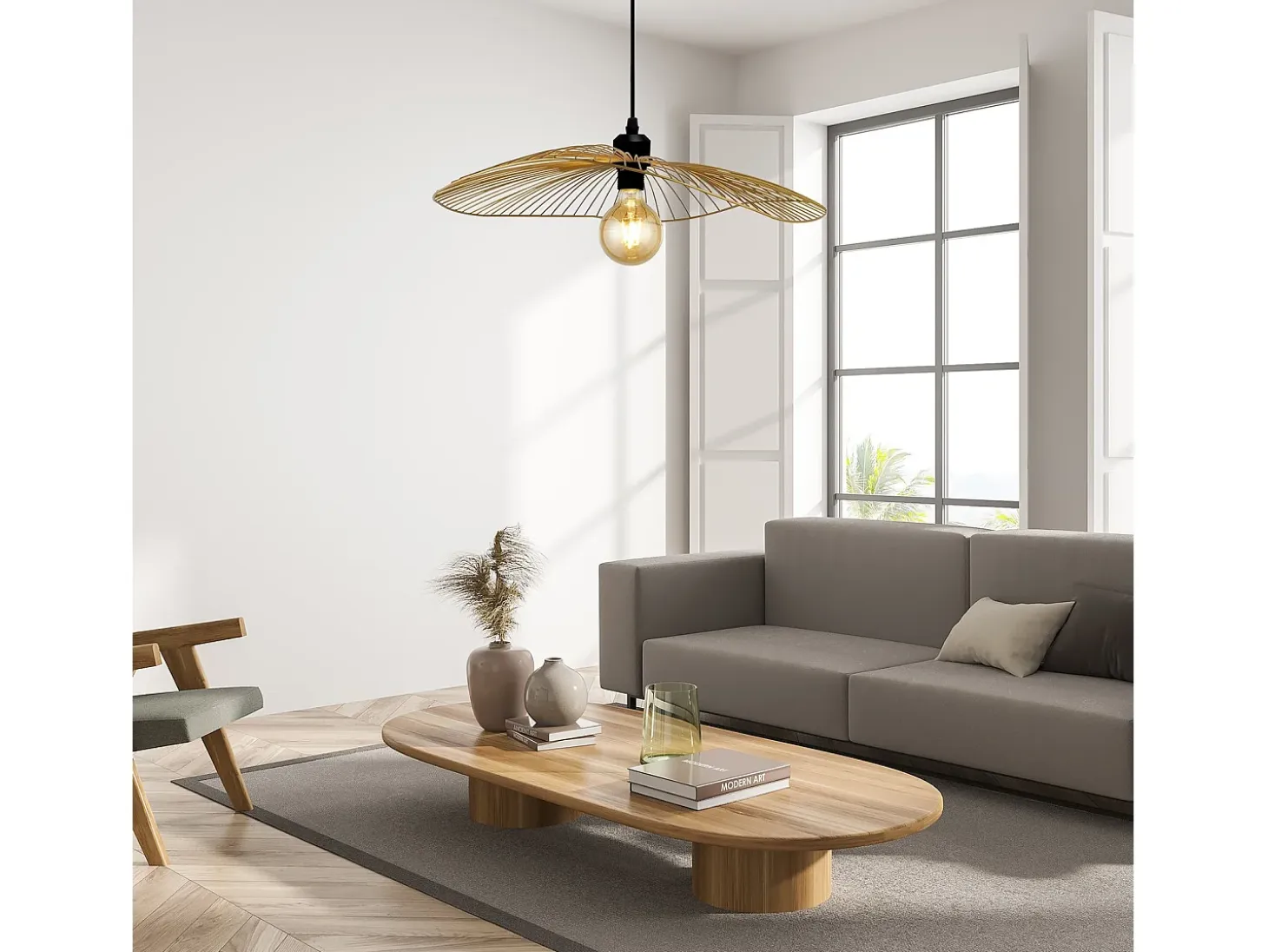 Sospensione Industrial-Nordico Onda Acciaio Nero Oro 1 Luce E27