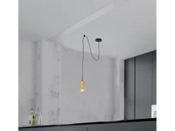 Sospensione Industrial-Nordico Spinoso Acciaio Nero Marrone 1 Luce E27