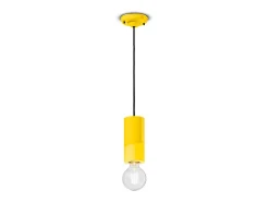 Sospensione Media Vintage Decò Pi Ceramica Giallo Limone 1 Luce E27