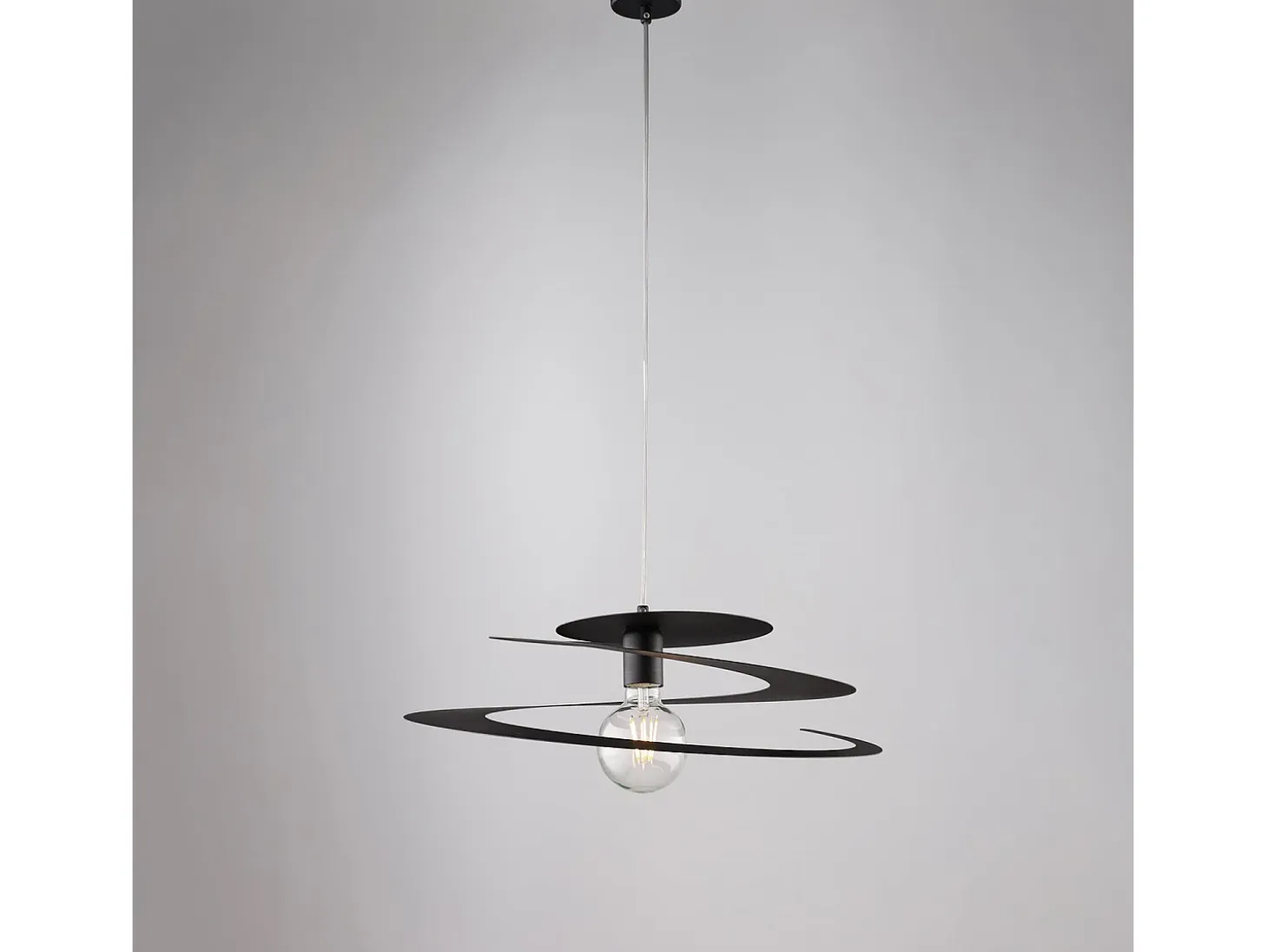 Sospensione Moderna 1 Luce Spring Ferro Laccato Nero Taglio Laser