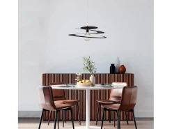 Sospensione Moderna 1 Luce Spring Ferro Laccato Nero Taglio Laser