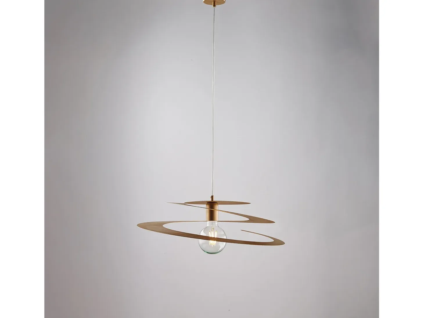 Sospensione Moderna 1 Luce Spring Ferro Laccato Oro Taglio Laser