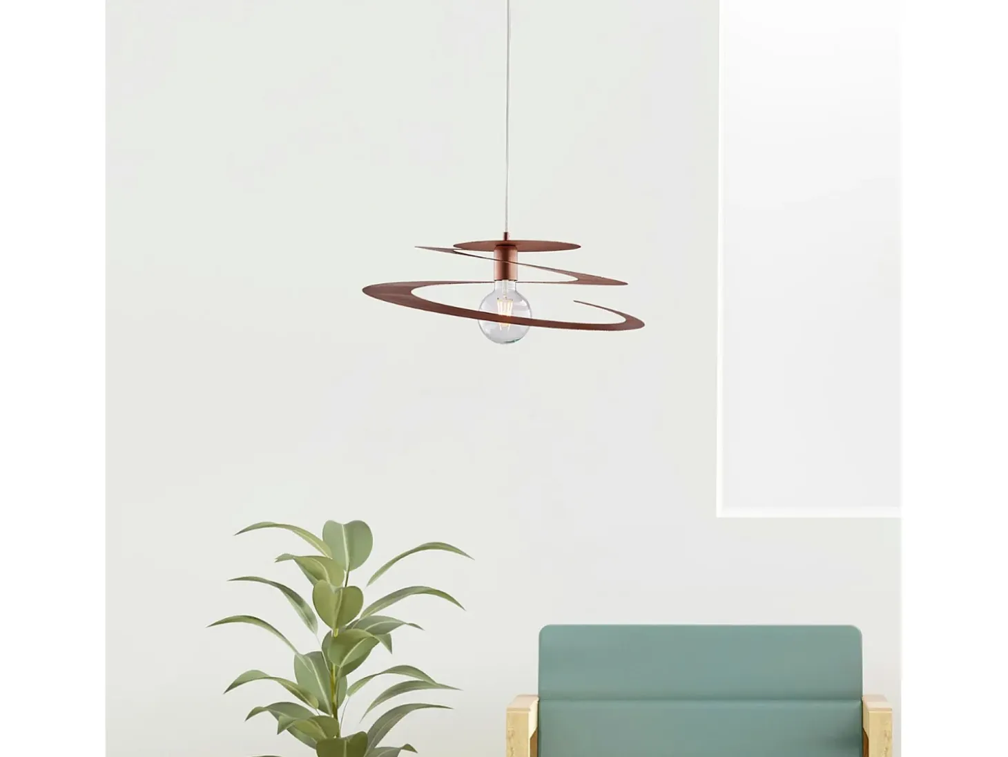 Sospensione Moderna 1 Luce Spring Ferro Laccato Rame Taglio Laser