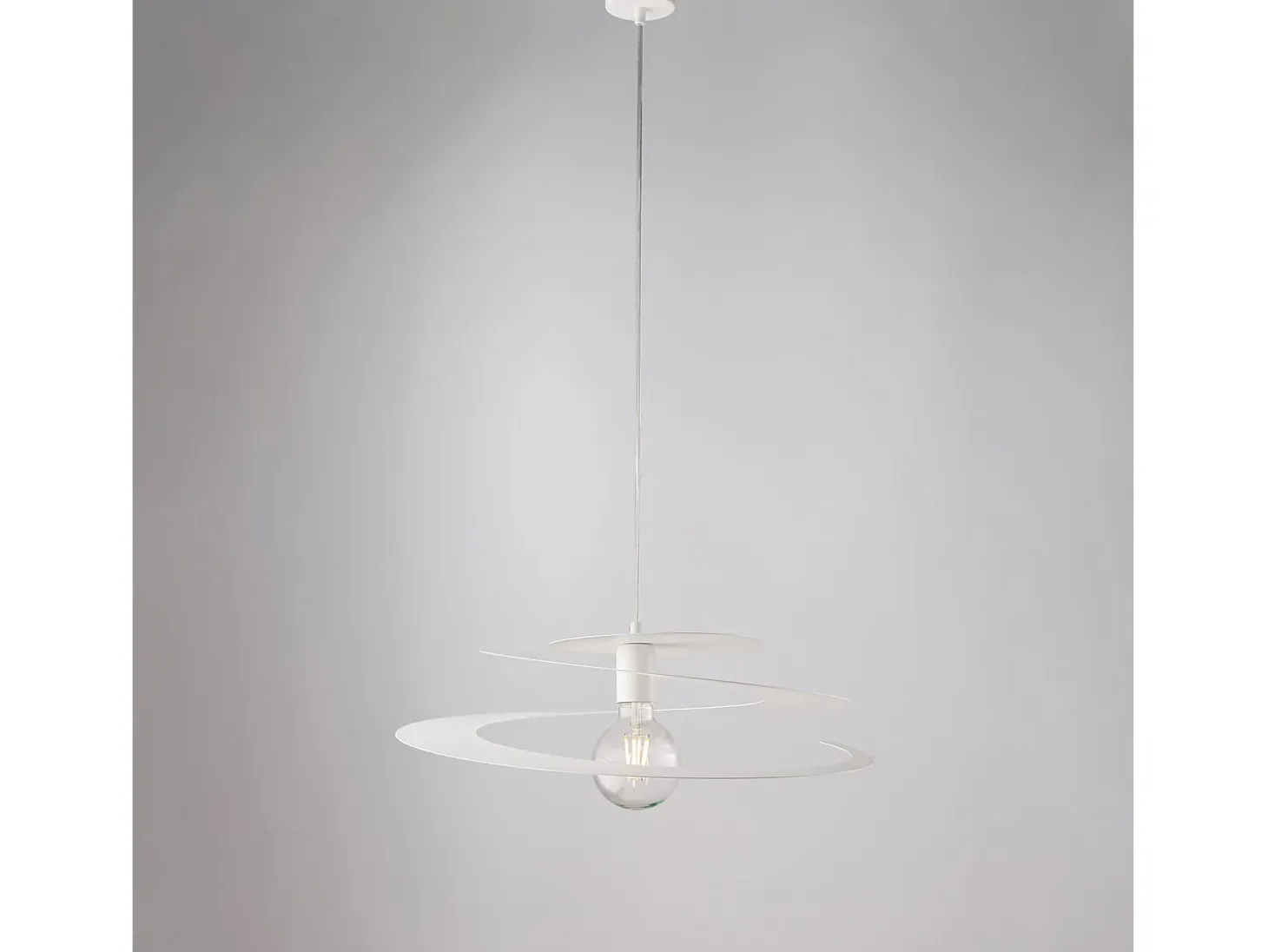 Sospensione Moderna 1 Luce Spring Ferro Laccato Bianco Taglio Laser
