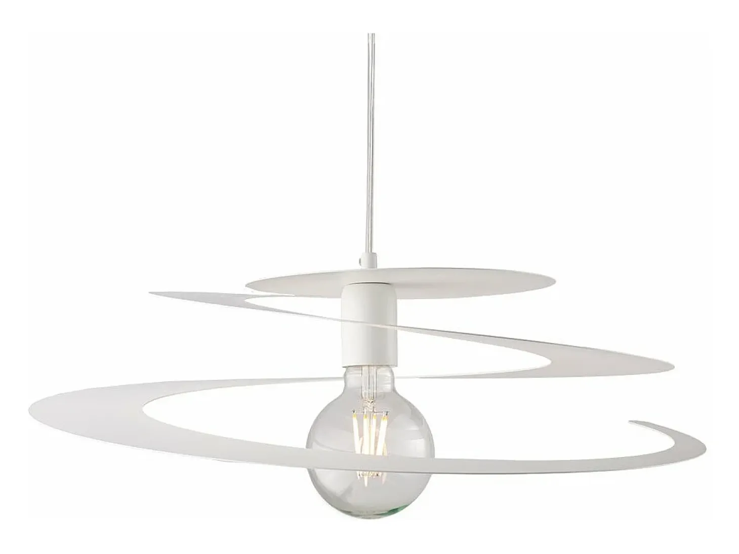 Sospensione Moderna 1 Luce Spring Ferro Laccato Bianco Taglio Laser