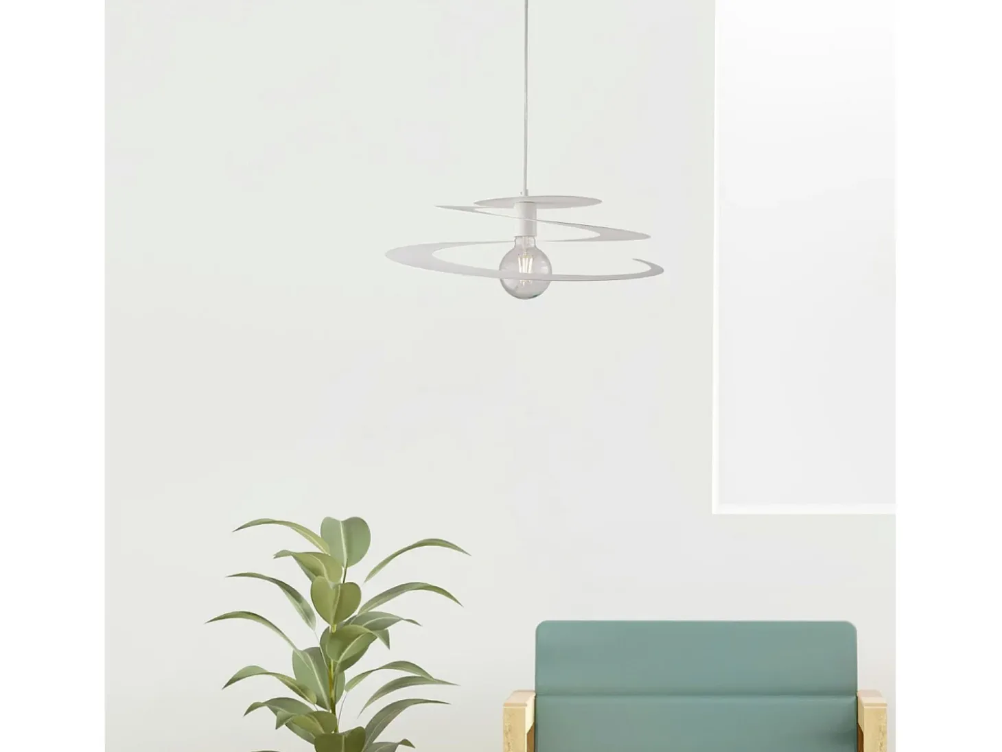 Sospensione Moderna 1 Luce Spring Ferro Laccato Bianco Taglio Laser
