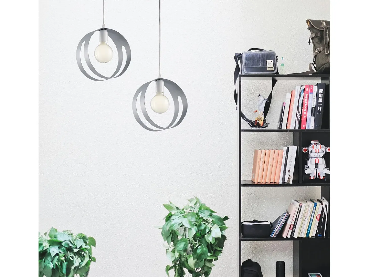 Sospensione Moderna 1 Luce Peter In Ferro Bianco Grigio Taglio Laser