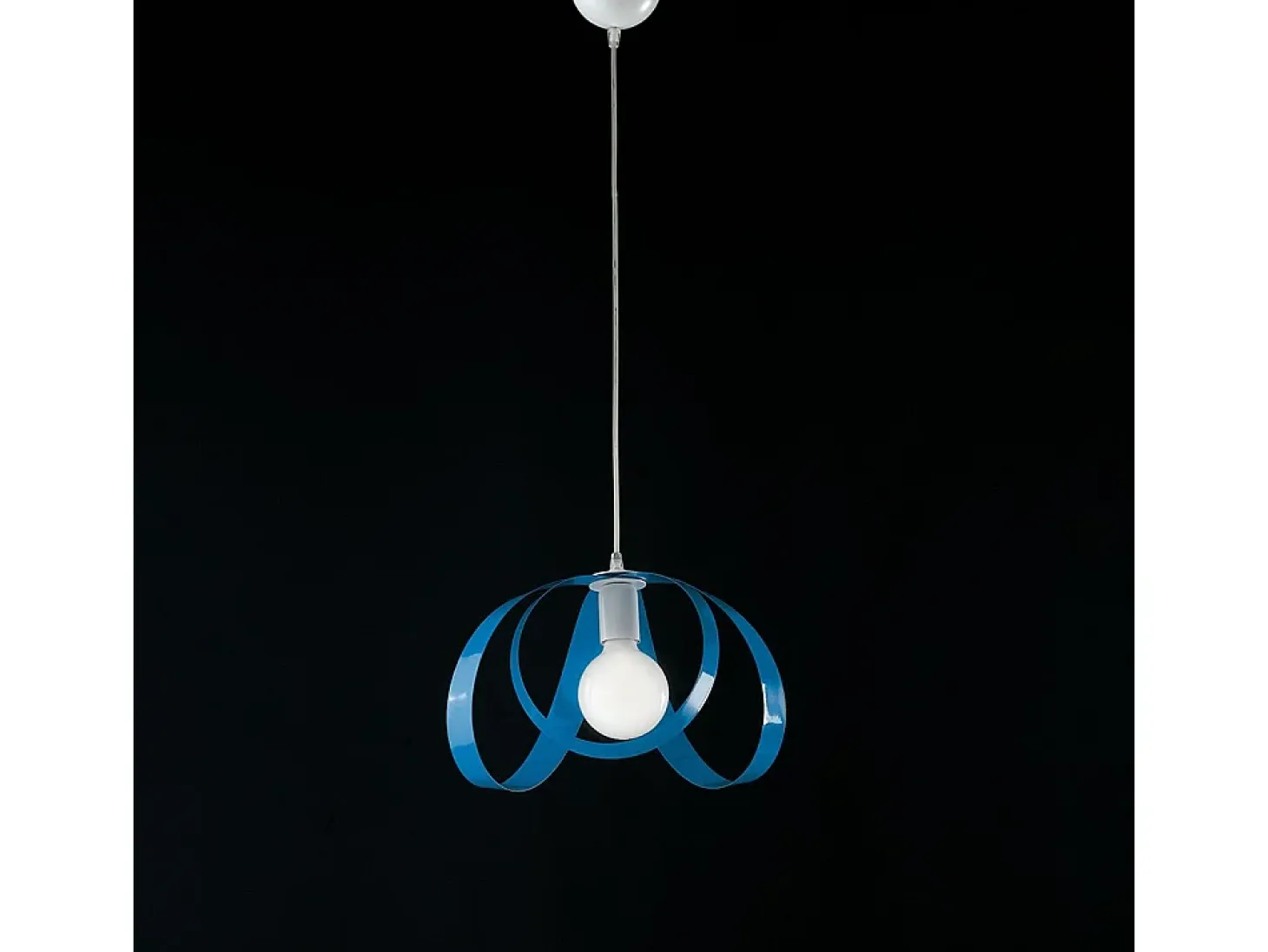Sospensione Moderna 1 Luce Ferro Laccato Bianco e Azzurro Serie Piovra