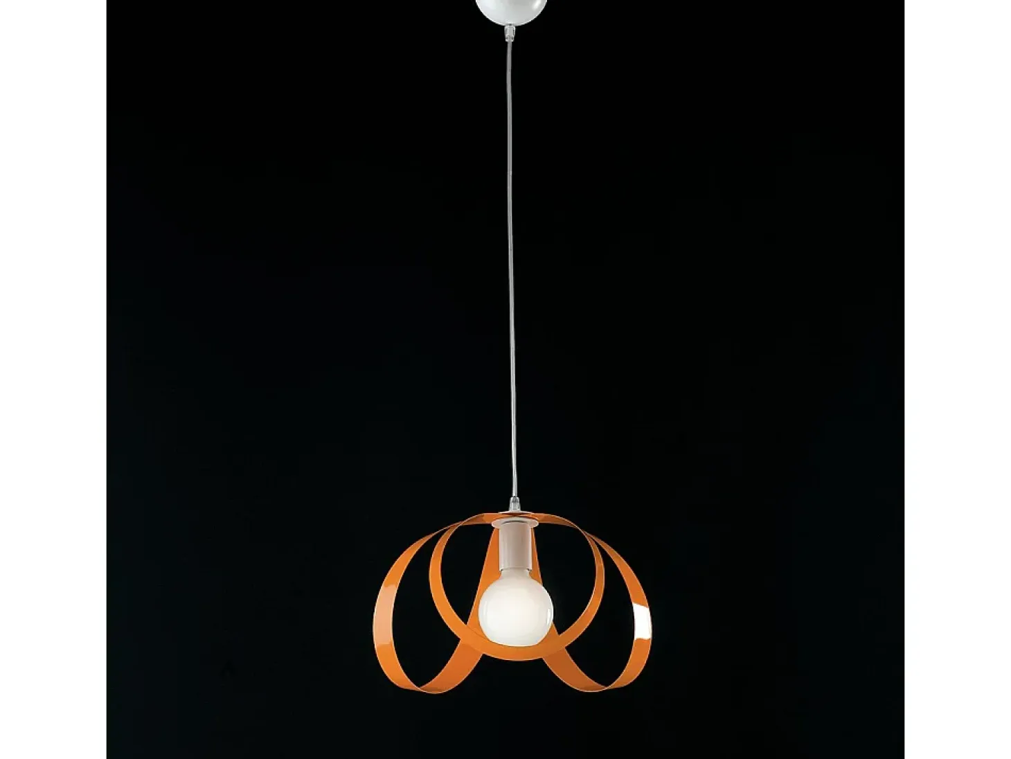 Sospensione Moderna 1 Luce Ferro Laccato Bianco e Arancio Serie Piovra